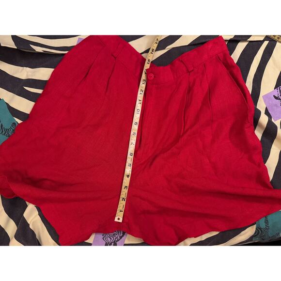 Vintage Red Linen Shorts by Alanni by Donnybrook, Women's size 12, fits S-M - Picture 9 of 9